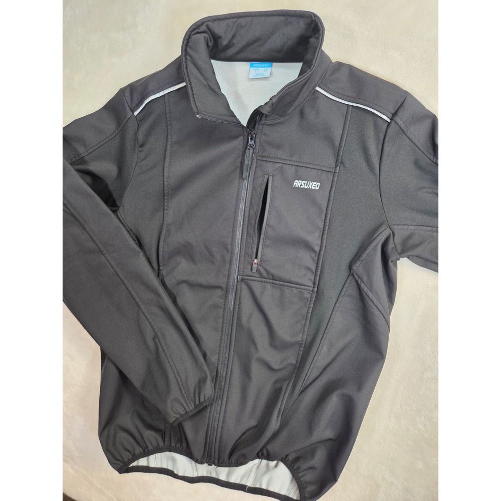 Cycling Jacket Mens ARSUXEO L Softshell Fleece Lined Windproof Reflective Active